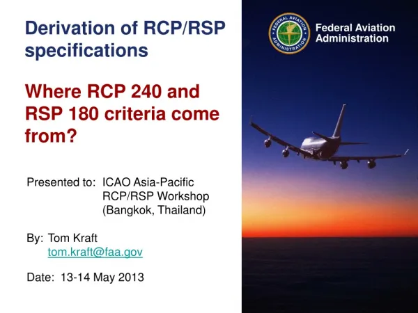 Derivation of RCP/RSP specifications