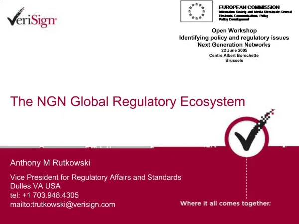 The NGN Global Regulatory Ecosystem