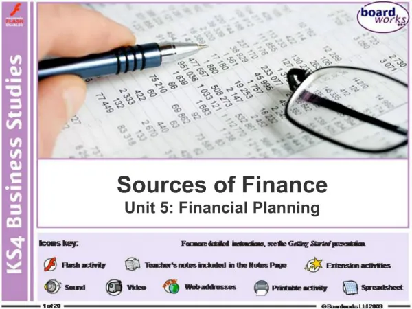 Sources of Finance Unit 5: Financial Planning