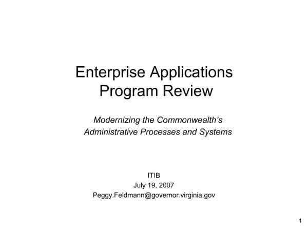 Enterprise Applications Program Review