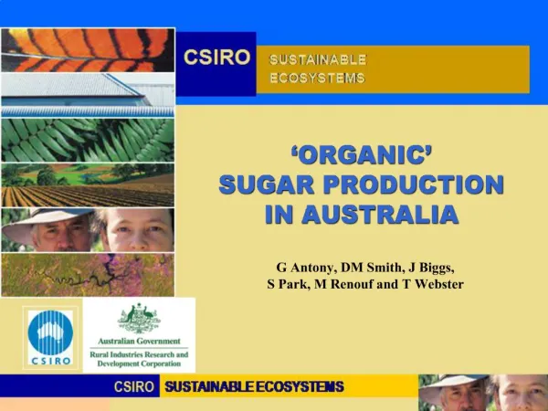 ORGANIC SUGAR PRODUCTION IN AUSTRALIA