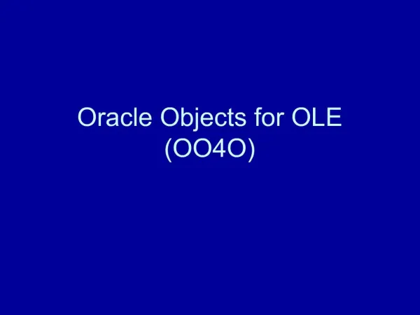 Oracle Objects for OLE OO4O