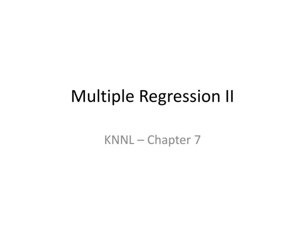 Multiple Regression II