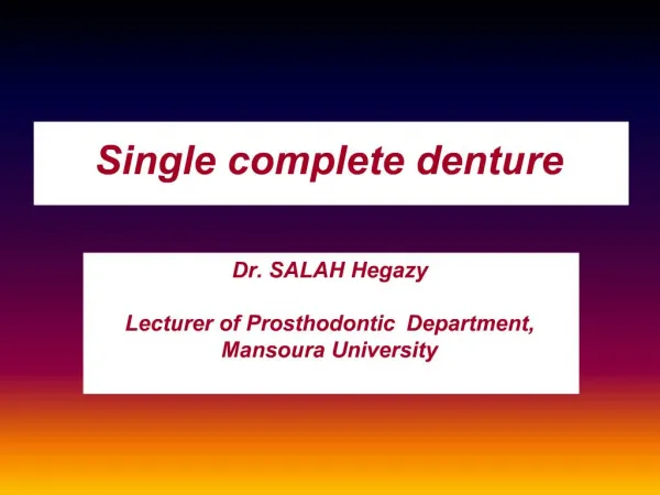 Single complete denture