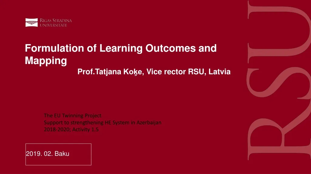 formulation of learning outcomes and mapping prof