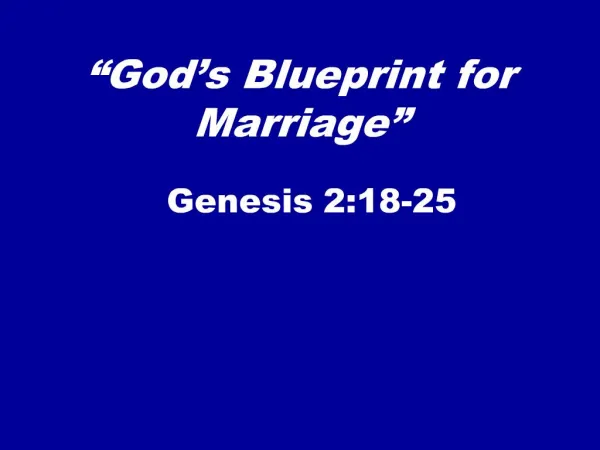 God s Blueprint for Marriage