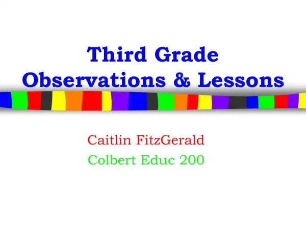 Third Grade Observations Lessons