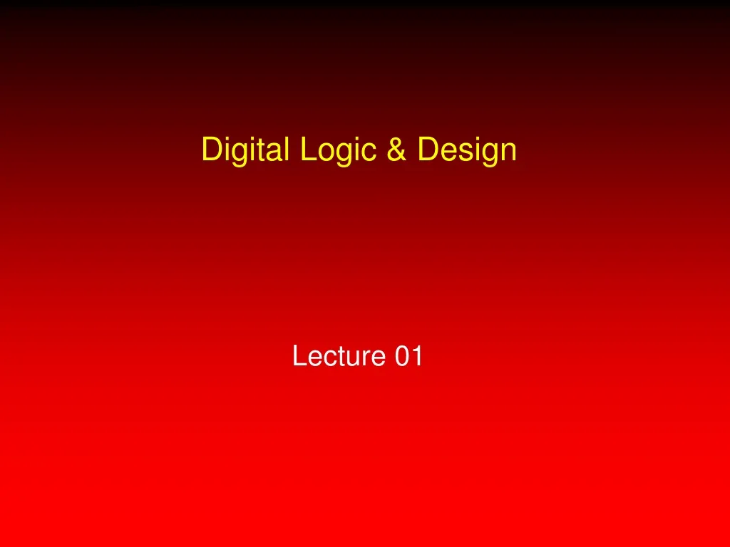 digital logic design lecture 01