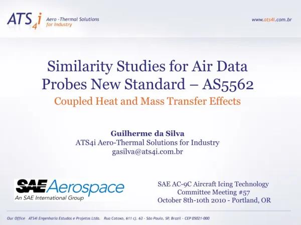 Similarity Studies for Air Data Probes New Standard – AS5562
