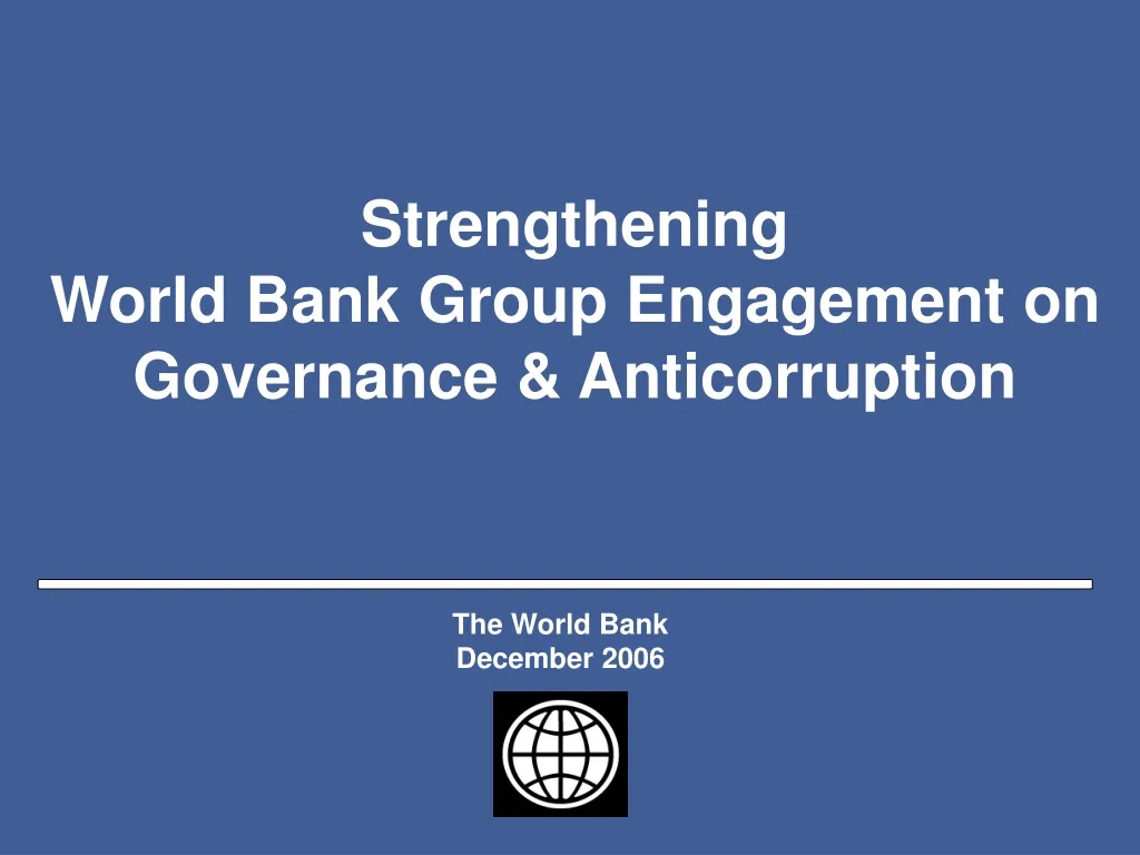 strengthening world bank group engagement