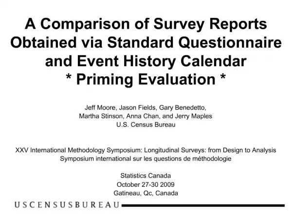 A Comparison of Survey Reports Obtained via Standard Questionnaire and Event History Calendar Priming Evaluation