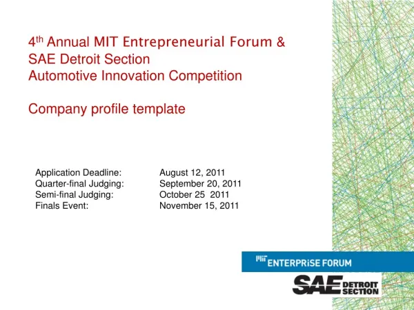 4 th Annual MIT Entrepreneurial Forum &amp; SAE Detroit Section Automotive Innovation Competition