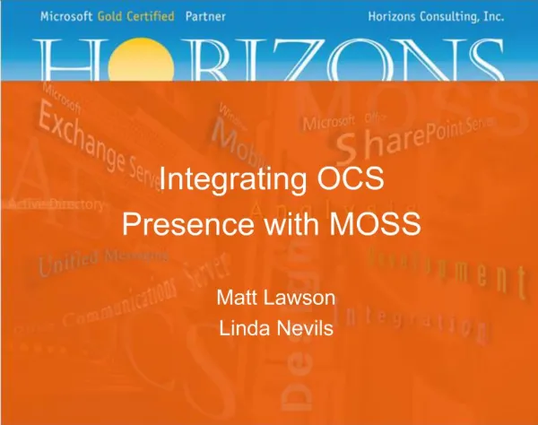 Integrating OCS Presence with MOSS