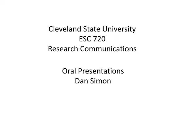 Cleveland State University ESC 720 Research Communications