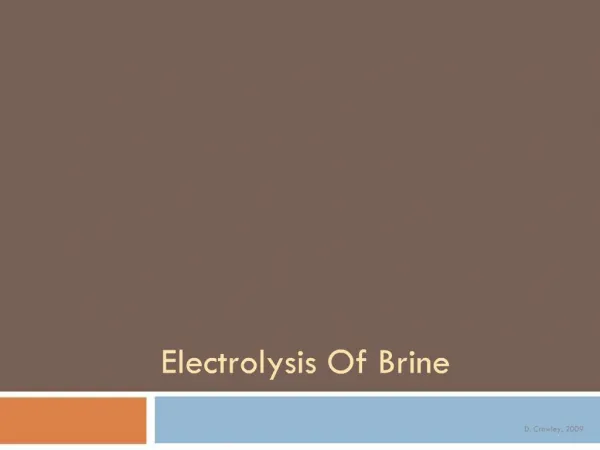Electrolysis Of Brine