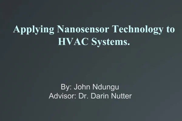Applying Nanosensor Technology to HVAC Systems.