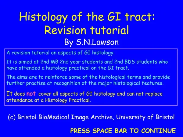 Histology of the GI tract: Revision tutorial