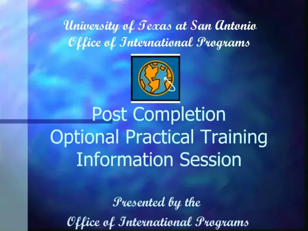 Post Completion Optional Practical Training Information Session