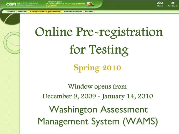 Washington Assessment Management System WAMS