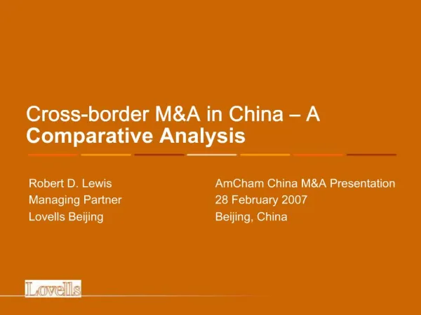 Cross-border MA in China A Comparative Analysis