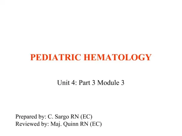 PEDIATRIC HEMATOLOGY