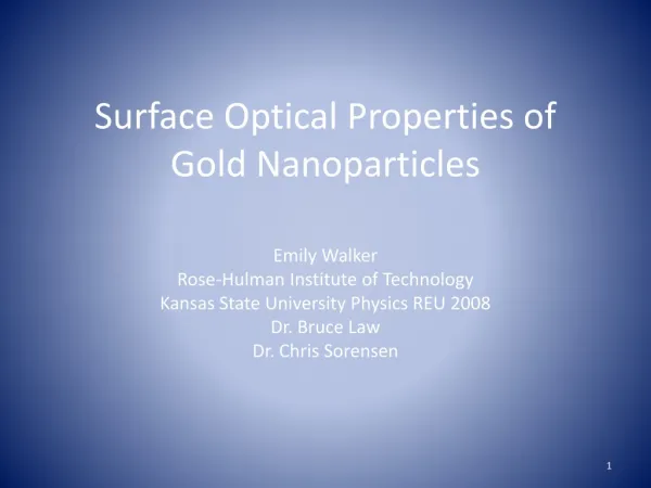 Surface Optical Properties of Gold Nanoparticles