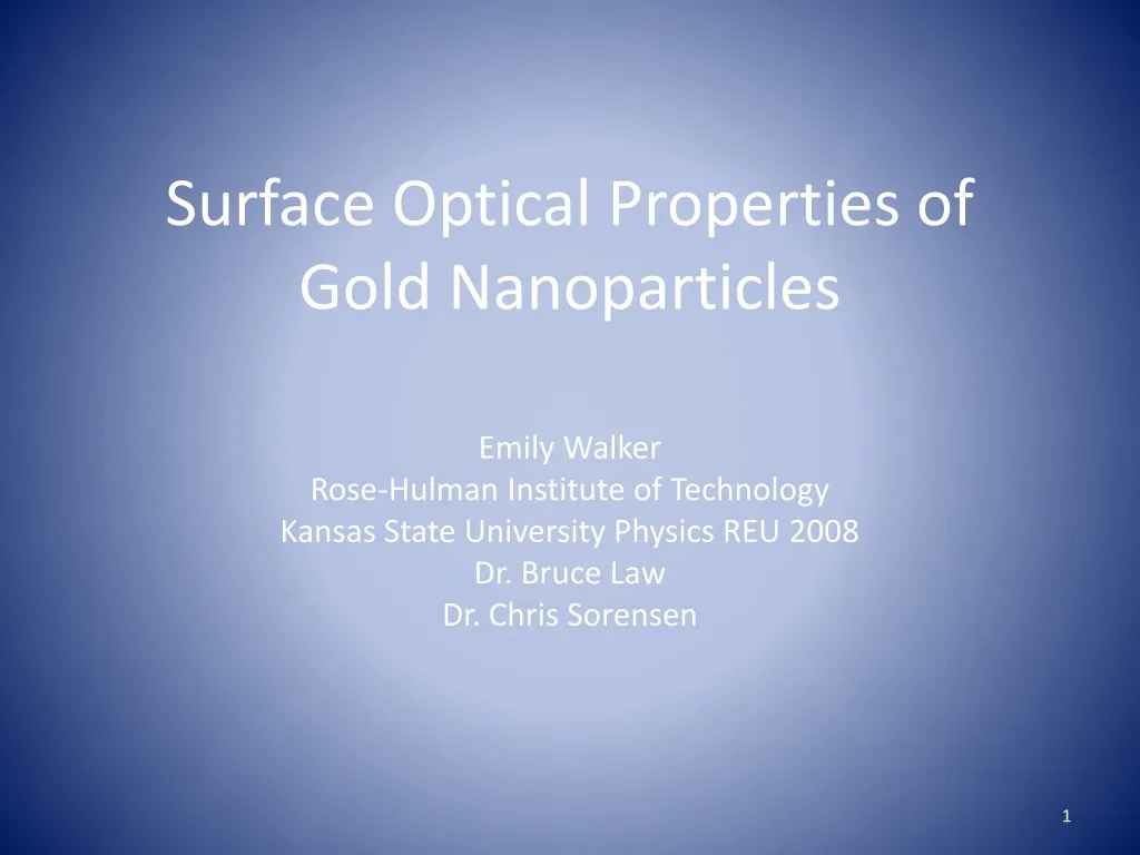 surface optical properties of gold nanoparticles