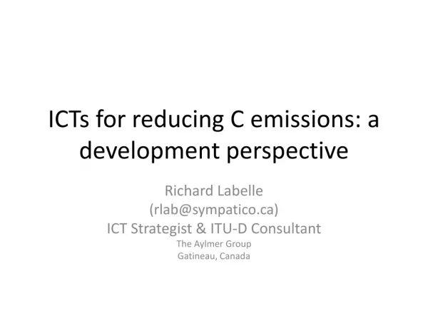 ICTs for reducing C emissions: a development perspective