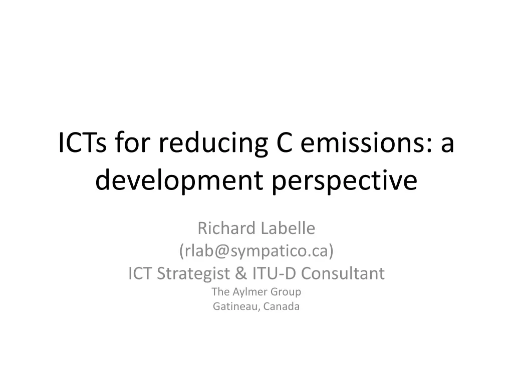 icts for reducing c emissions a development perspective