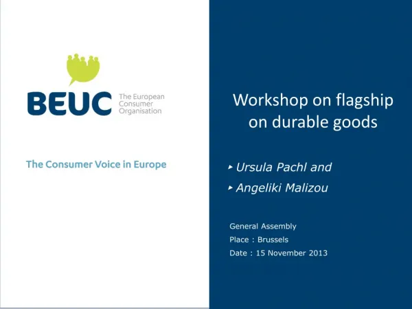 Workshop on flagship on durable goods ? Ursula Pachl and ? Angeliki Malizou
