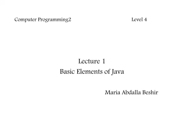 Computer Programming2 Level 4