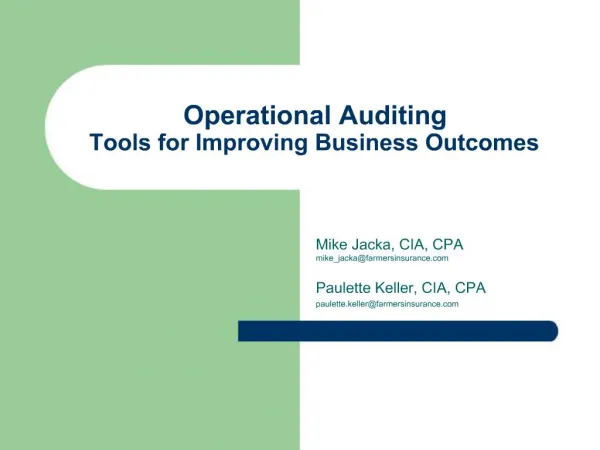 Operational Auditing Tools for Improving Business Outcomes