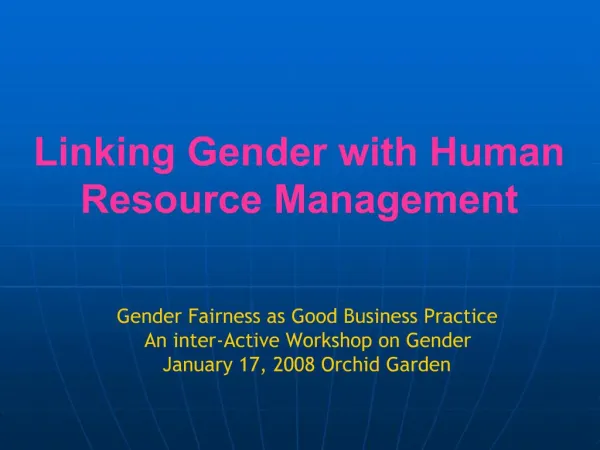 Linking Gender with Human Resource Management