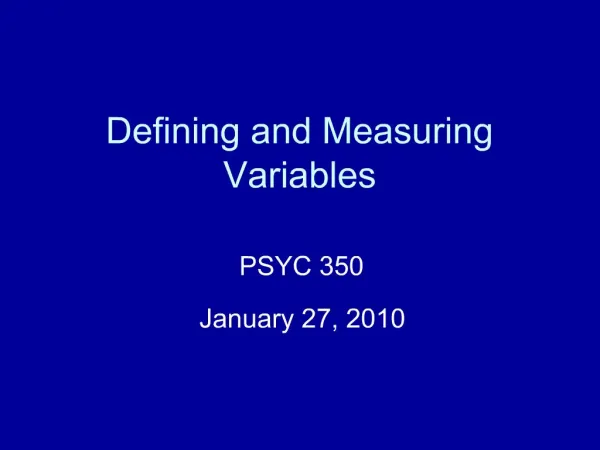 Defining and Measuring Variables