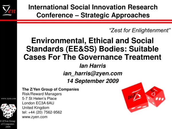 International Social Innovation Research Conference – Strategic Approaches