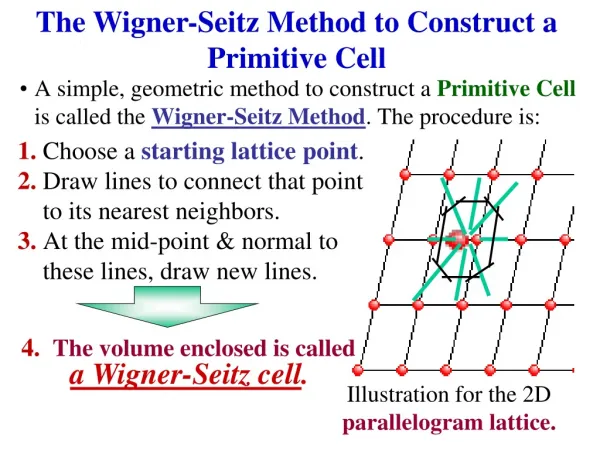 The Wigner-Seitz Method to Construct a Primitive Cell