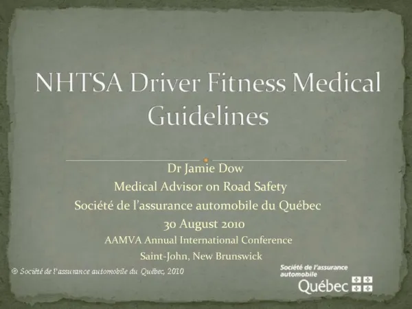 NHTSA Driver Fitness Medical Guidelines