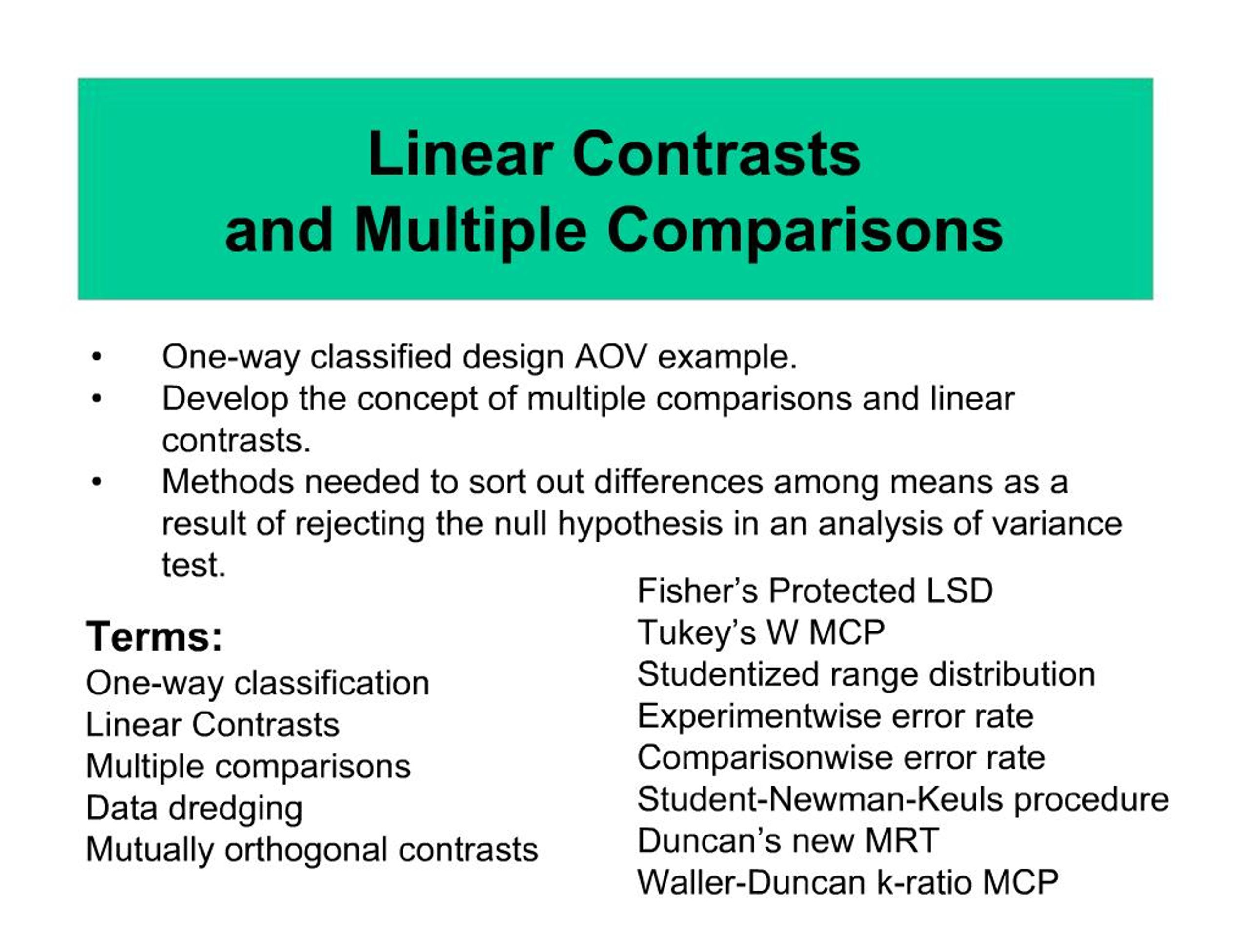 Linear Contrasts Example PPT - Linear Contrasts and Multiple Comparisons PowerPoint Presentation ...