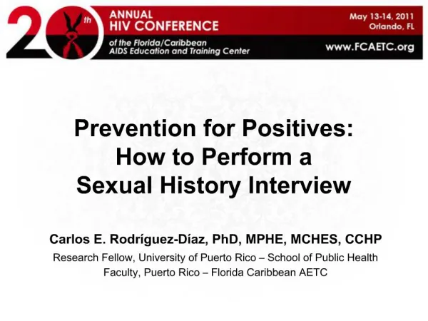 Prevention for Positives: How to Perform a Sexual History Interview