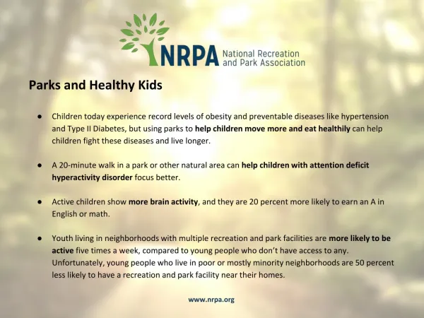 Parks and Healthy Kids