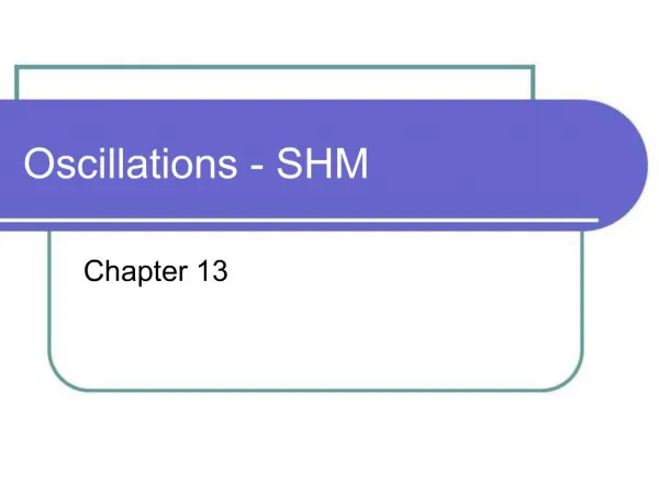 Oscillations - SHM