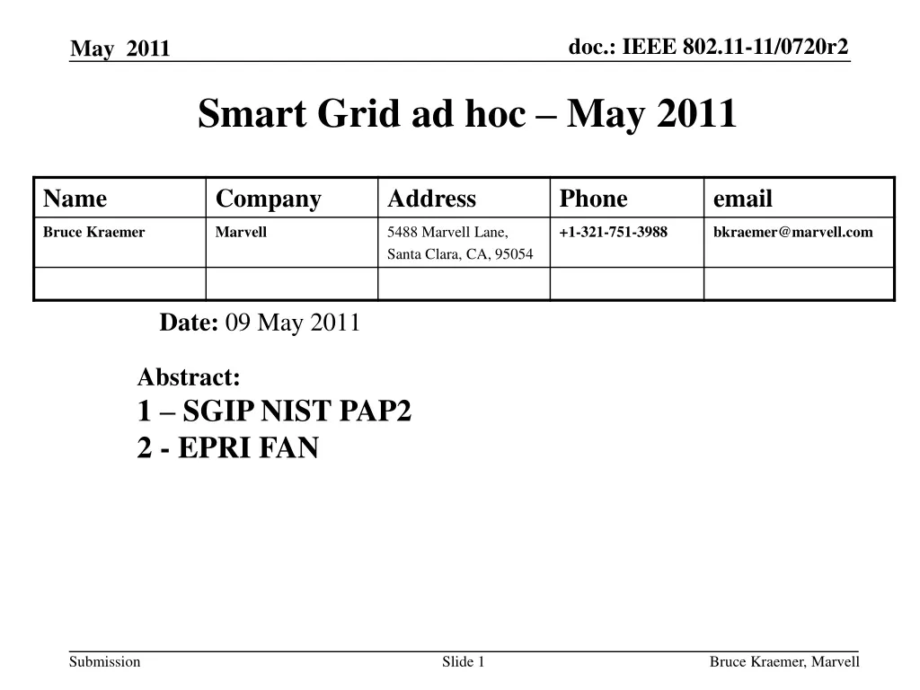smart grid ad hoc may 2011