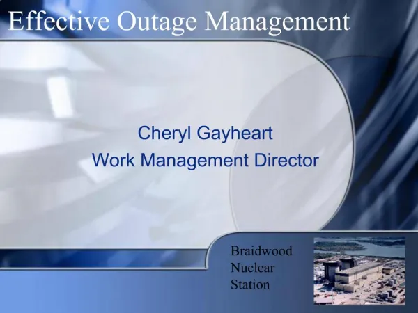 Effective Outage Management