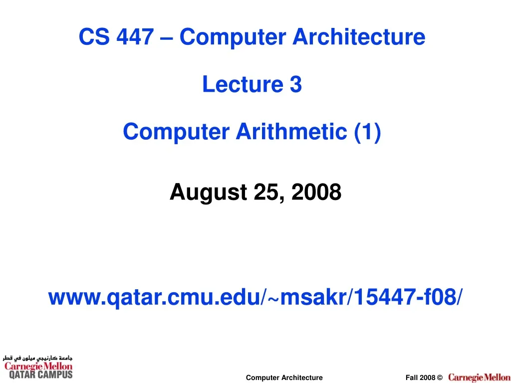 cs 447 computer architecture lecture 3 computer