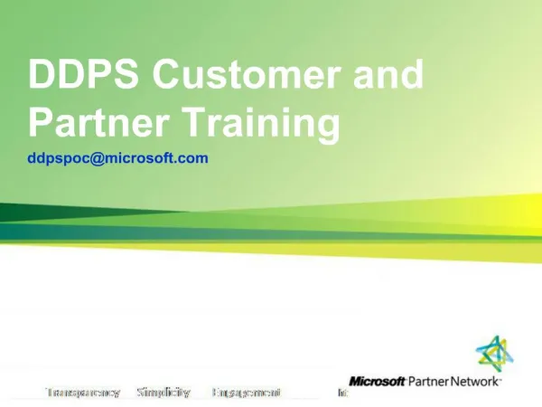 DDPS Customer and Partner Training ddpspocmicrosoft
