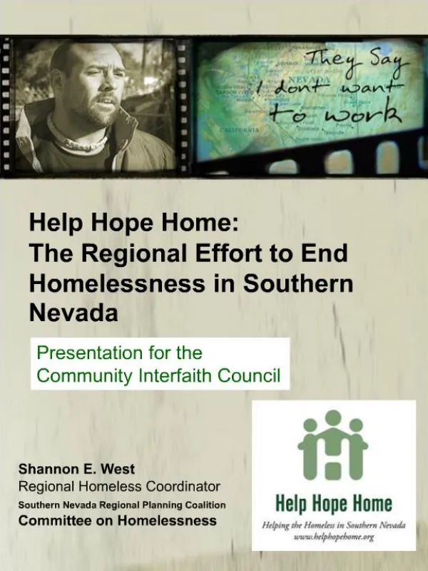 Help Hope Home: The Regional Effort to End Homelessness in Southern Nevada