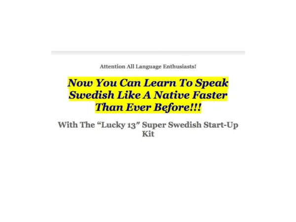 Learn Swedish Super Fast And Easy
