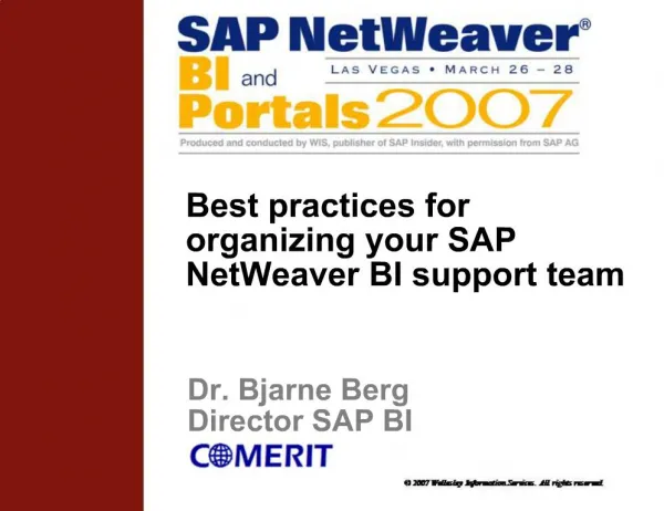 Best practices for organizing your SAP NetWeaver BI support team