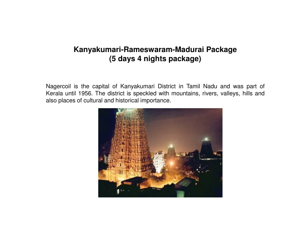 kanyakumari rameswaram madurai package 5 days