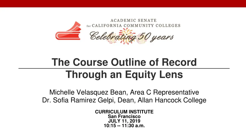 the course outline of record through an equity lens